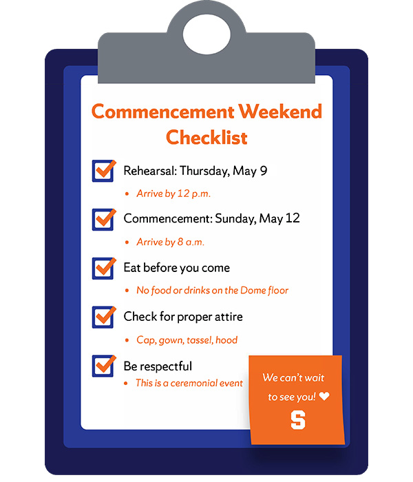 Commencement Checklist see Long Description