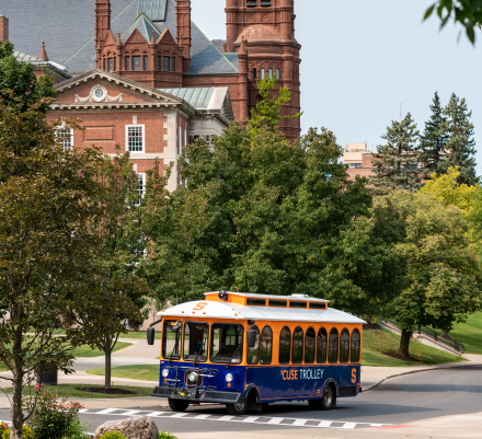 Bus driving on campus